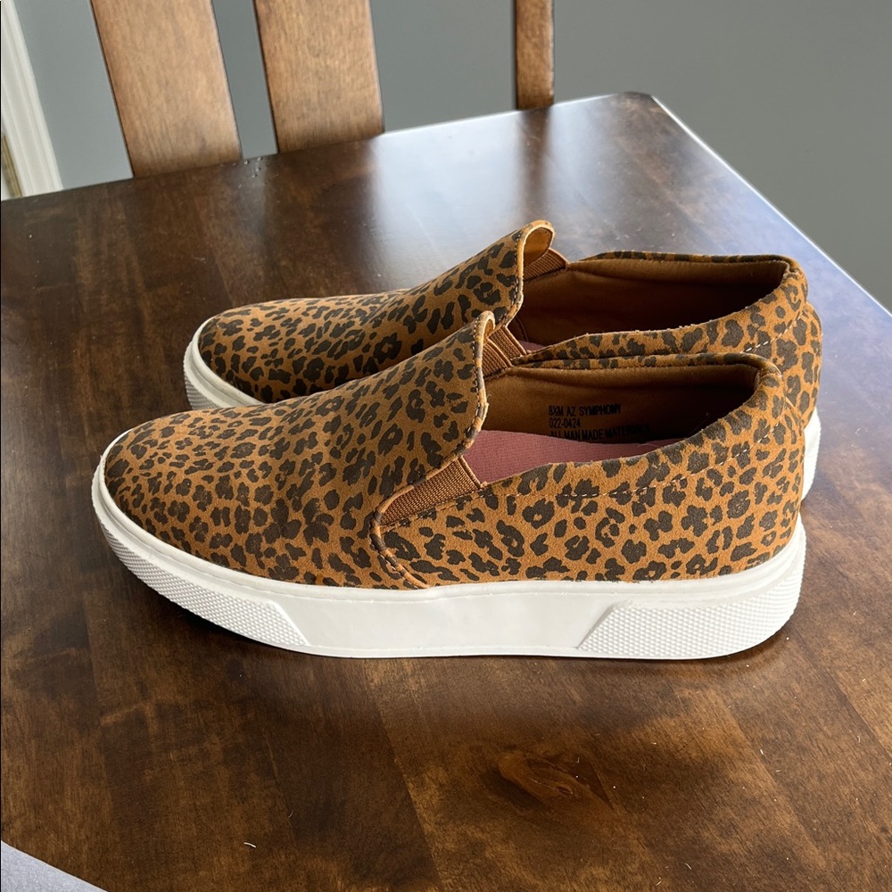 Leopard Print Slip-On Platform Sneakers - Brown